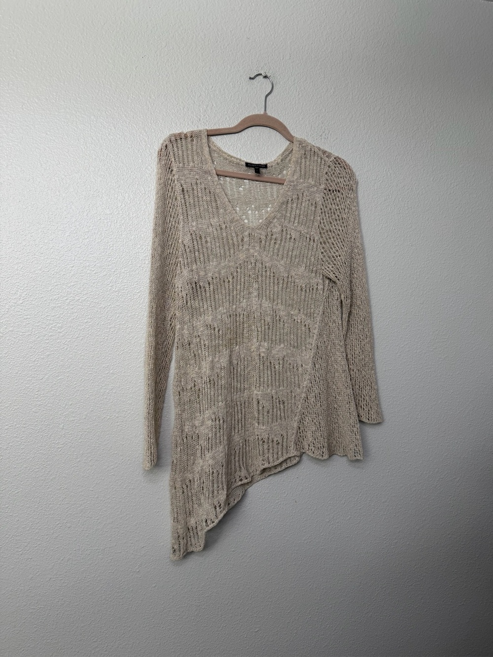 Light Cream Asymmetrical Knit Sweater - Unbranded SZ L